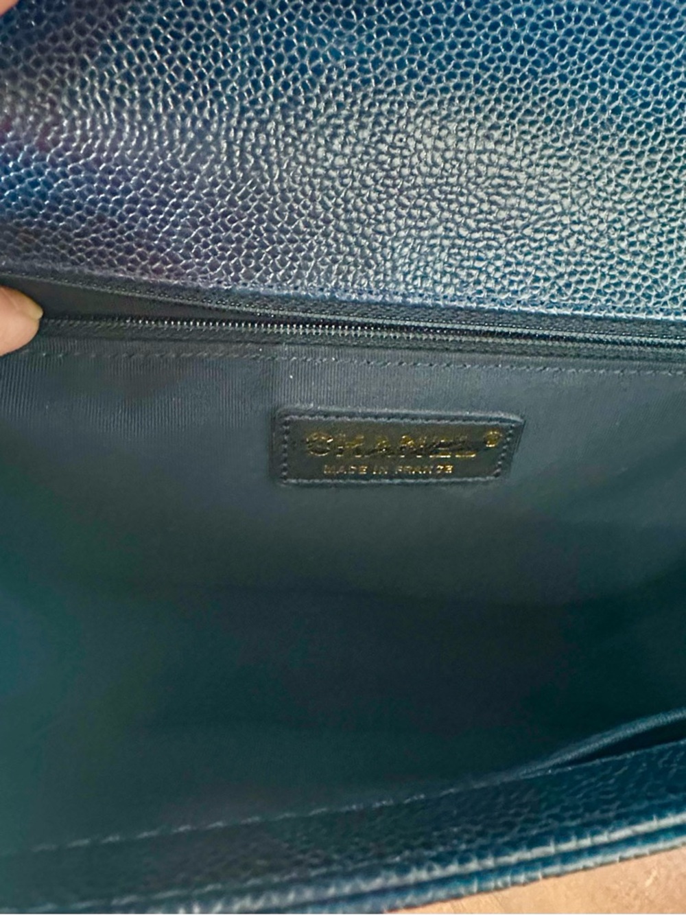 CHANEL Dark Navy Quilted Boy Flap Shoulder Bag with Gold Chain - Picture 12 of 16